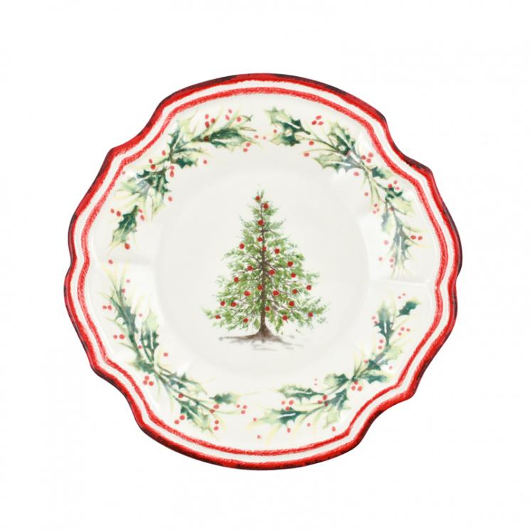 Десертная тарелка с ручной росписью в рождественской стилистике Holly Bizzirri - фото