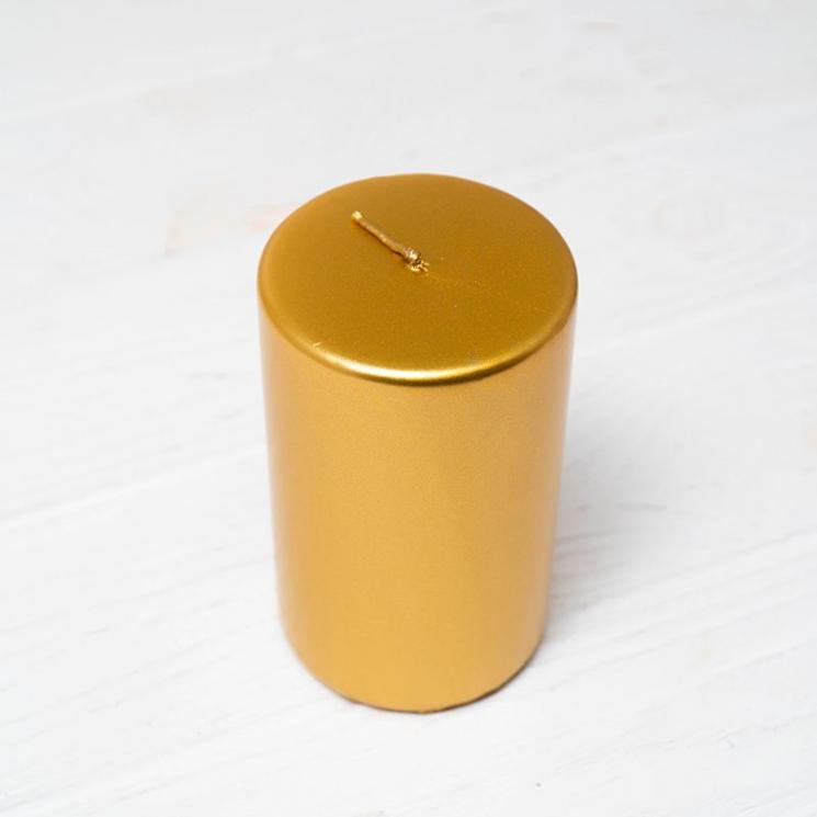 Свеча Lucid золотая в форме цилиндра Mercury - фото