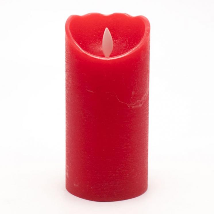 Несгорающая свеча среднего размера красного цвета с LED-огоньком Bastide - фото