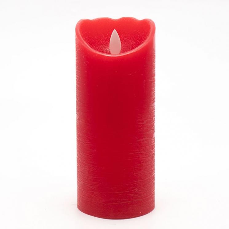 Несгорающая свеча большая красного цвета с LED-огоньком Bastide - фото