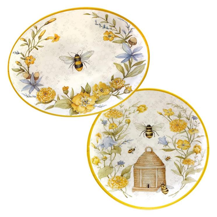 Набор из 2-х блюд из прочного меламина с изображением пчел и цветов "Сладкий мед" Certified International - фото