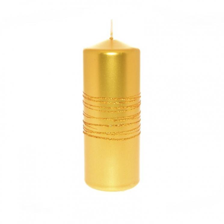 Свеча в форме цилиндра золотистого цвета Glitter Mercury - фото