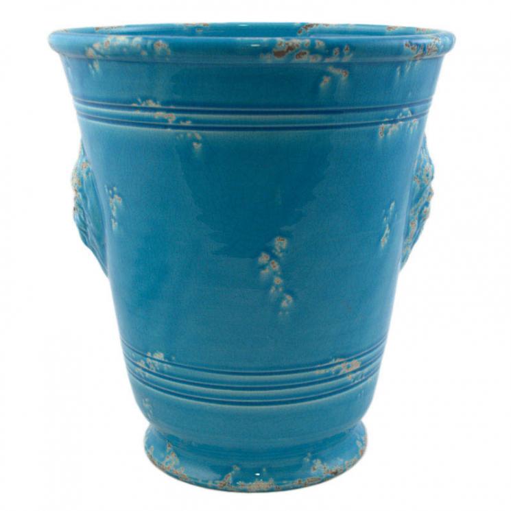 Ярко-голубой вазон с барельефом "Помпеи" Bizzirri - фото