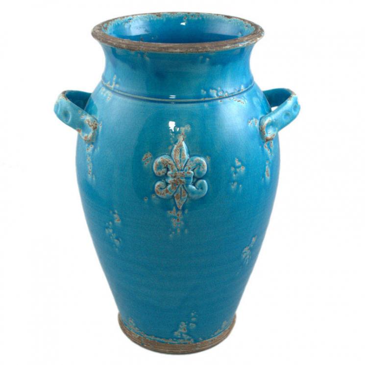 Синяя напольная ваза с потертостями и эффектом кракелюра "Помпеи" Bizzirri - фото