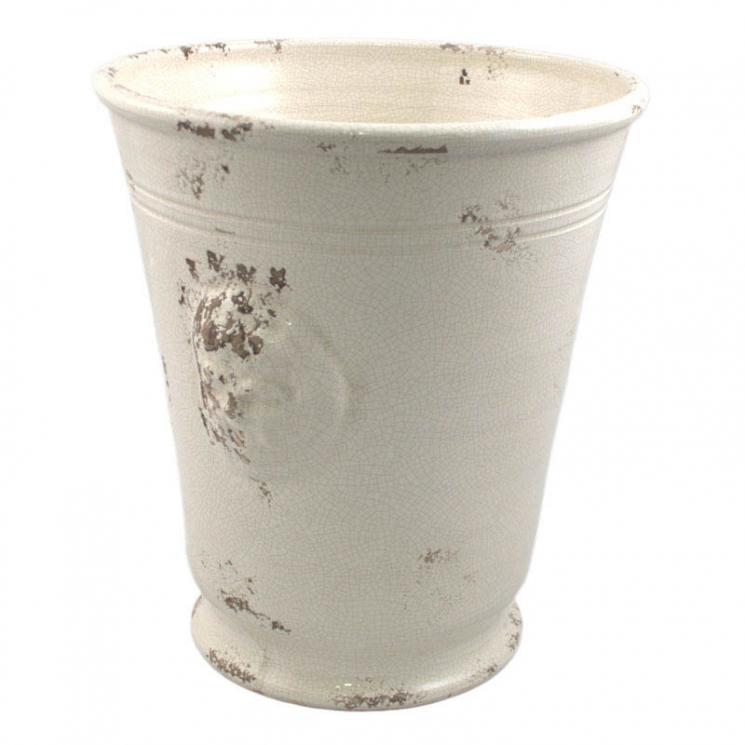 Керамический белый вазон с потертостями "Помпеи" Bizzirri - фото
