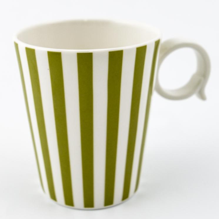 Набор из 6-ти чашек оливково-белого цвета "Полоски" Livellara - фото