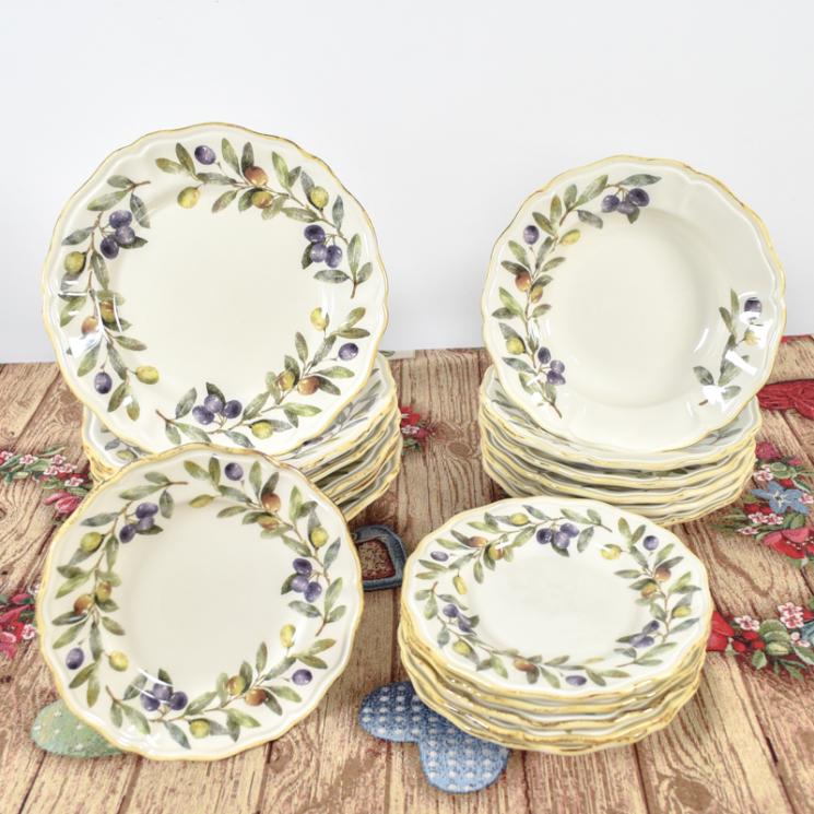 Коллекция прочной керамической посуды с колоритным рисунком «Оливы и маслины» Villa Grazia - фото