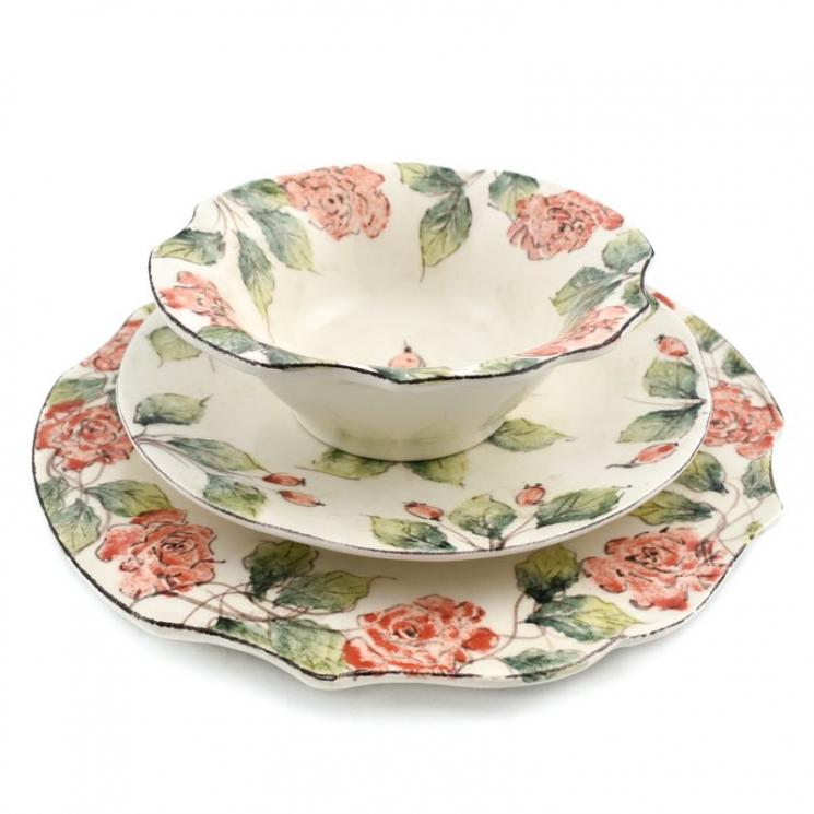 Комплект тарелок «Розы» с эксклюзивной ручной росписью Bizzirri - фото