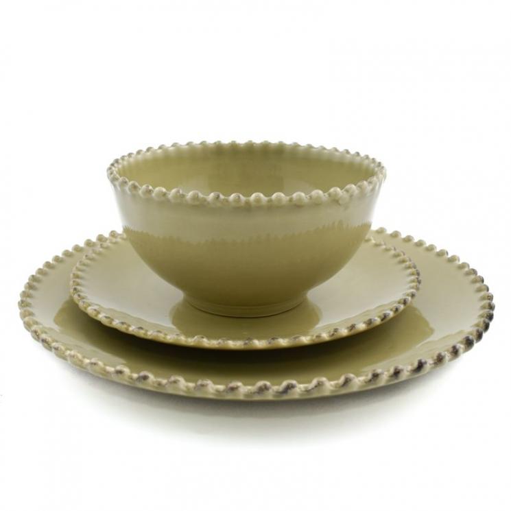 Комплект оливковых тарелок с керамическими «жемчужинами» Pearl Costa Nova - фото