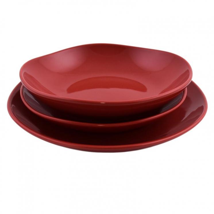 Комплект эффектных красных тарелок из современной коллекции Ritmo Comtesse Milano - фото