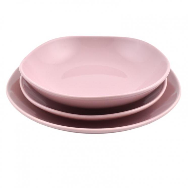 Комплект однотонных тарелок розового оттенка из коллекции Ritmo Comtesse Milano - фото