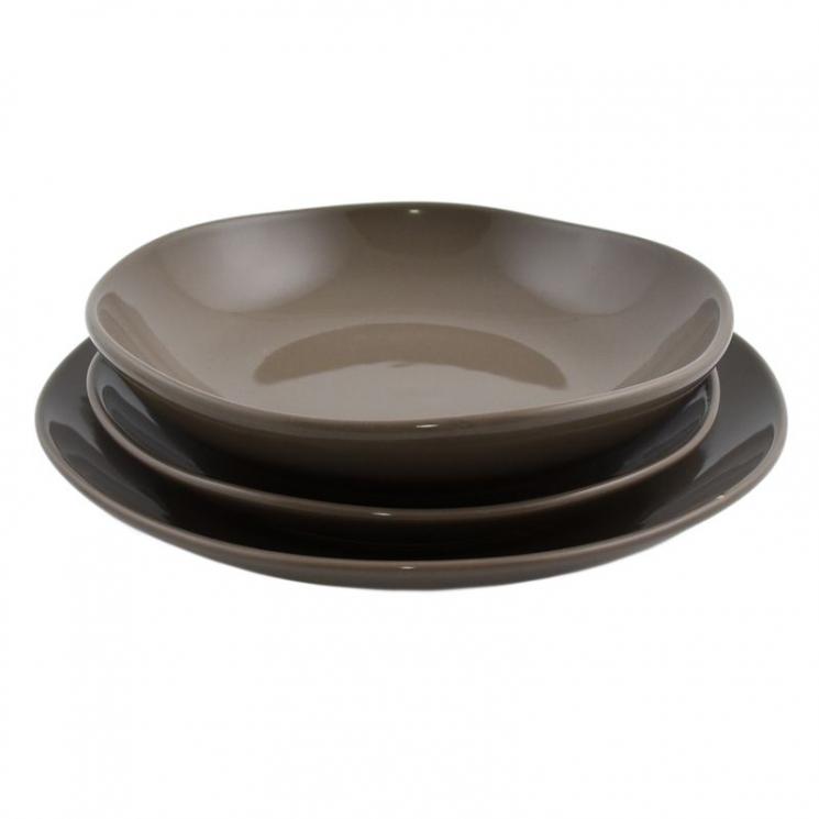 Комплект коричнево-серых тарелок для персональной сервировки Ritmo Comtesse Milano - фото