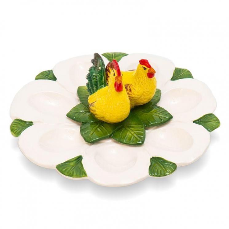 Круглое керамическое блюдо для яиц с декором "Курочки" Mastercraft - фото