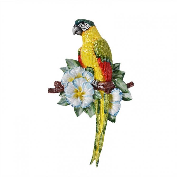 Декор настенный "Желтый попугай на веточке" Ceramiche Bravo - фото