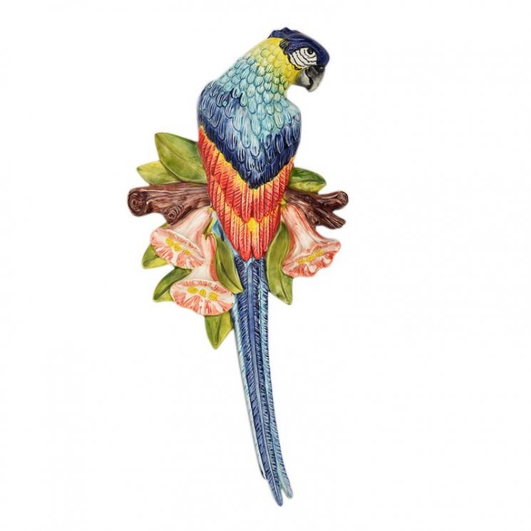 Яркий настенный декор для кухни из керамики "Синий попугай" Ceramiche Bravo - фото