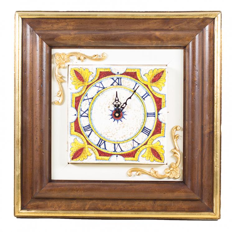 Керамические часы в деревянной оправе в антикварном стиле Decor Toscana - фото