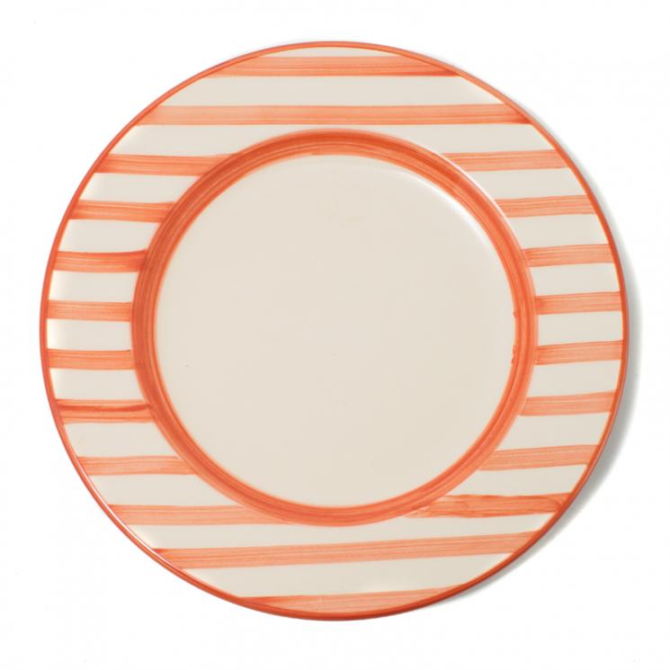 Тарелка обеденная с оранжевыми полосками на бортике Busatti - фото