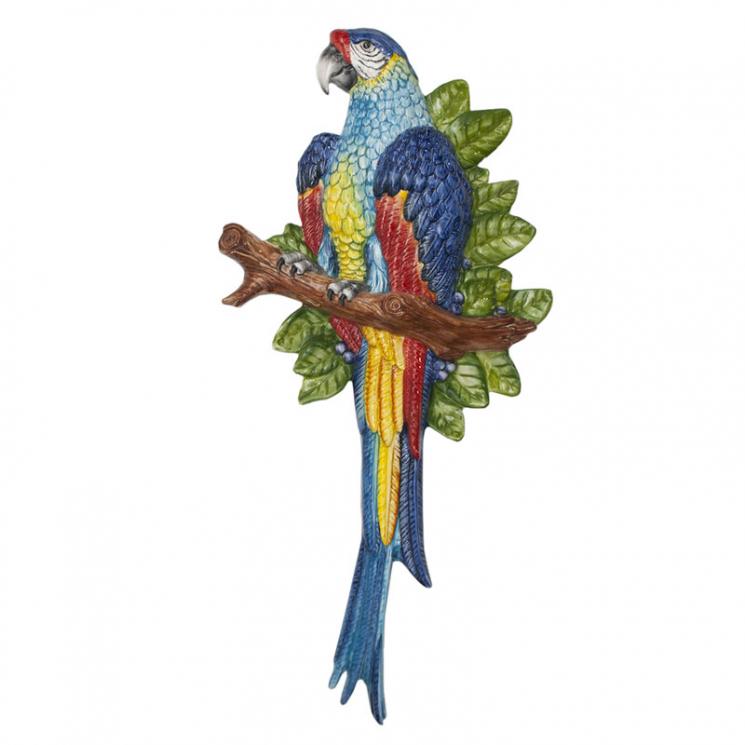 Настенный керамический декор с ручной росписью "Синий попугай" Ceramiche Bravo - фото