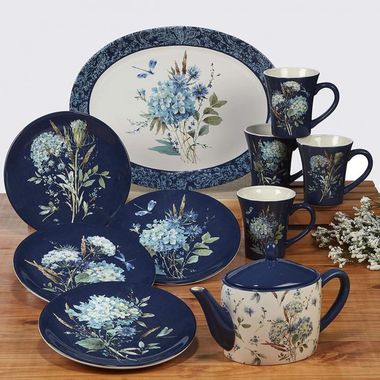 Коллекция керамической посуды в синих тонах «Синие цветы Богемии» Certified International - фото