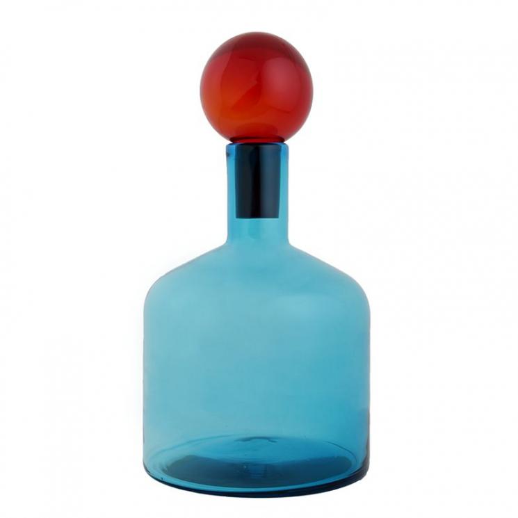 Голубая ваза в форме бутыли с пробкой-колбой Mastercraft - фото