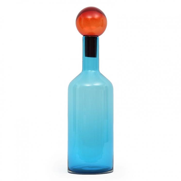 Прозрачно-голубая стеклянная ваза с крышкой в виде колбы Mastercraft - фото