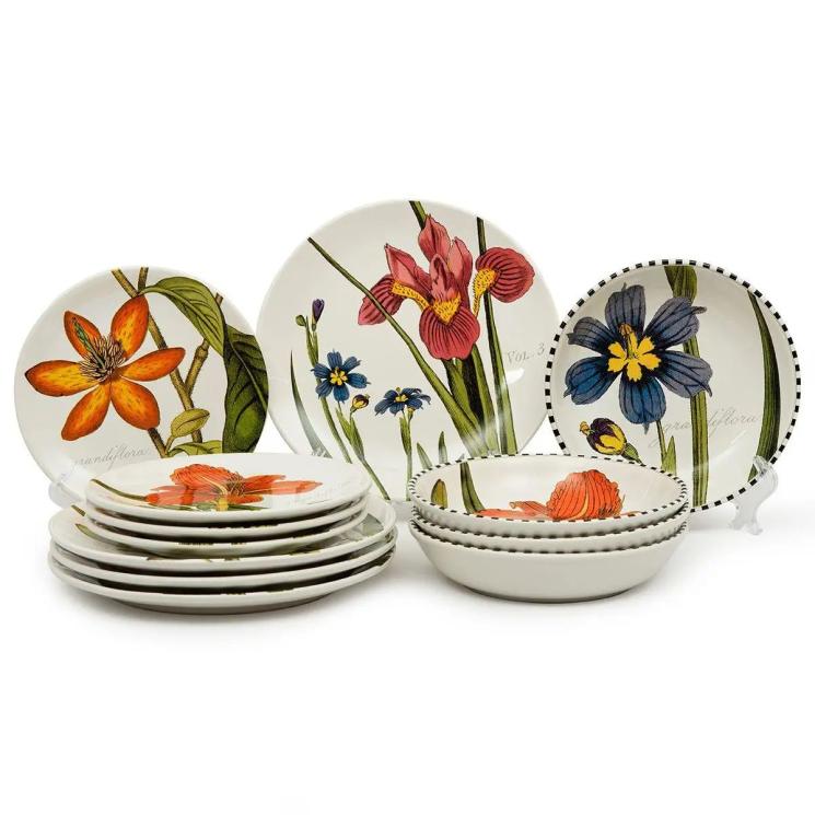 Керамический сервиз с суповыми тарелками "Цветочная рапсодия" из 12 предметов Certified International - фото