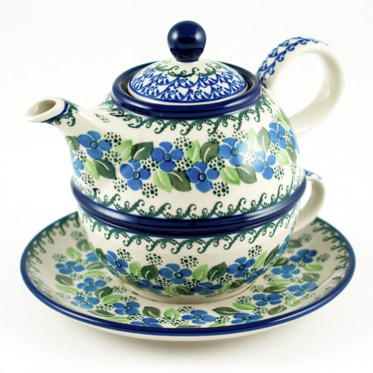 Набор чайный из заварника, чашки и блюдца "Вербена" Керамика Артистична - фото