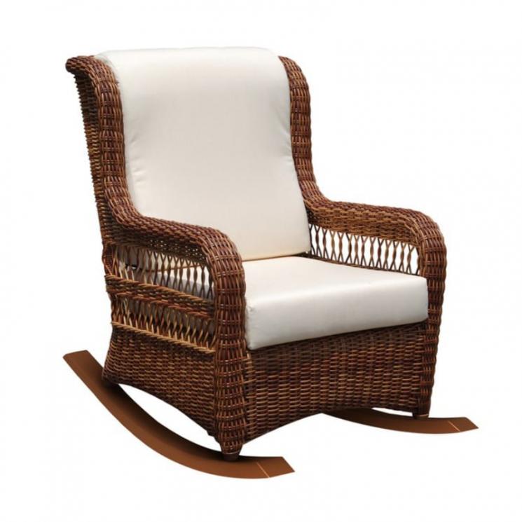 Плетеное кресло-качалка с мягкими подушками Ebony Skyline Design - фото