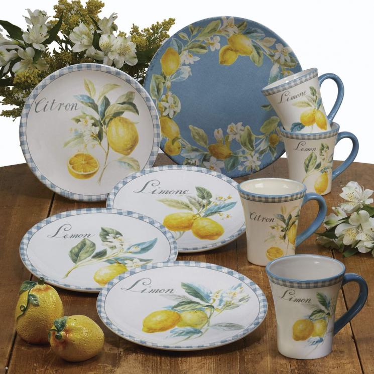 Коллекция керамической посуды с изображением цитрусов «Спелый лимон» Certified International - фото