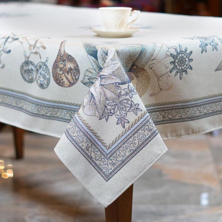 Коллекция текстиля с люрексом из гобелена с тефлоновой пропиткой «Серебряная пуансеттия» Villa Grazia Premium - фото