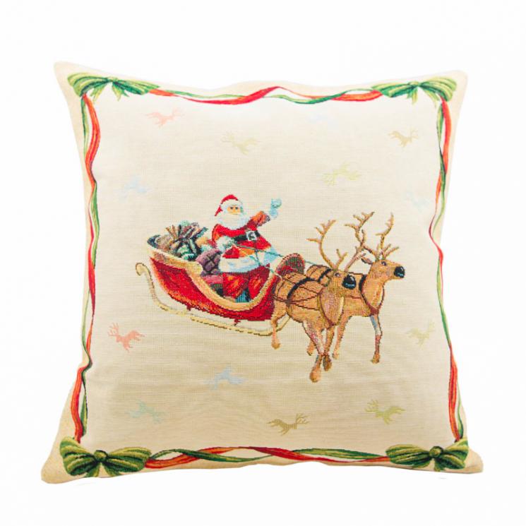 Гобеленовая наволочка для подушки "Санта на санях" Emilia Arredamento - фото
