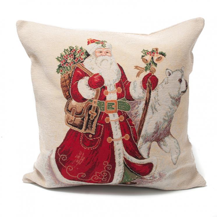 Декоративная наволочка "Дед Мороз и белый медведь" Emilia Arredamento - фото
