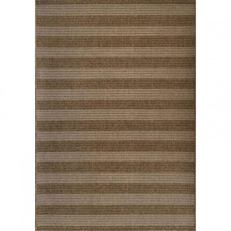 Коричневый полосатый ковер для улицы и террасы Cord SL Carpet - фото
