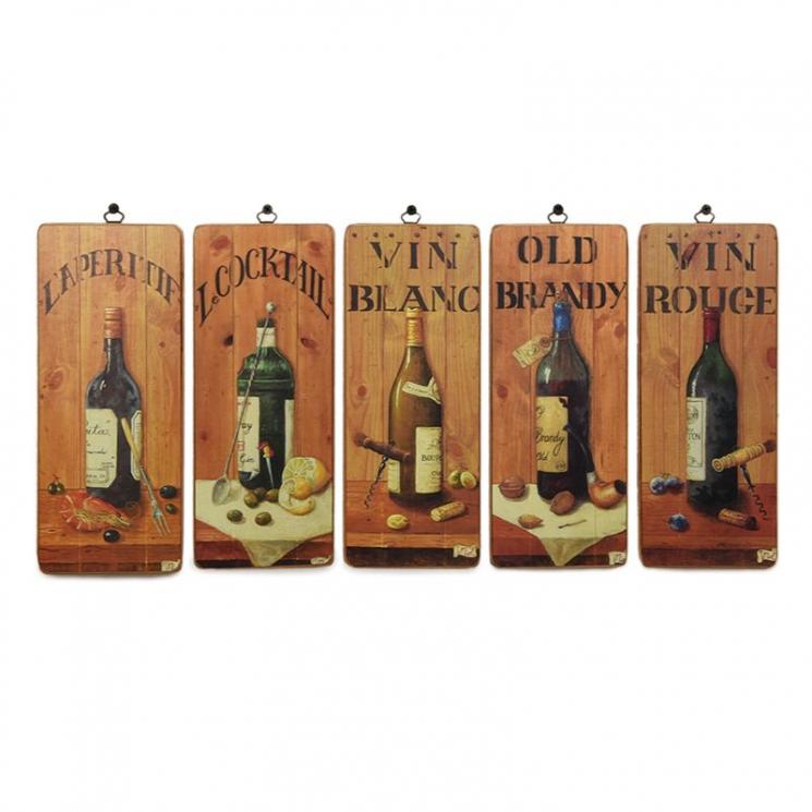 Набор из 5-ти картин с винными бутылками "Сомелье" Decor Toscana - фото