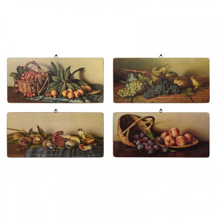 Набор из 4-х картин с фруктами и грибами "Натюрморты" Decor Toscana - фото
