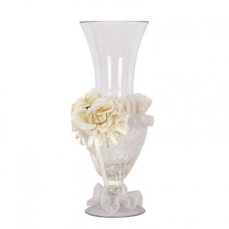Изящная ваза с декором из цветов и текстиля Cr. Artistiche - фото
