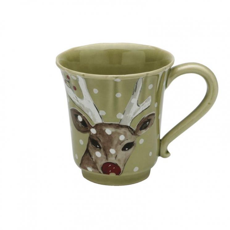Зеленая чайная чашка с ручкой с рисунком оленя Deer Friends Casafina - фото