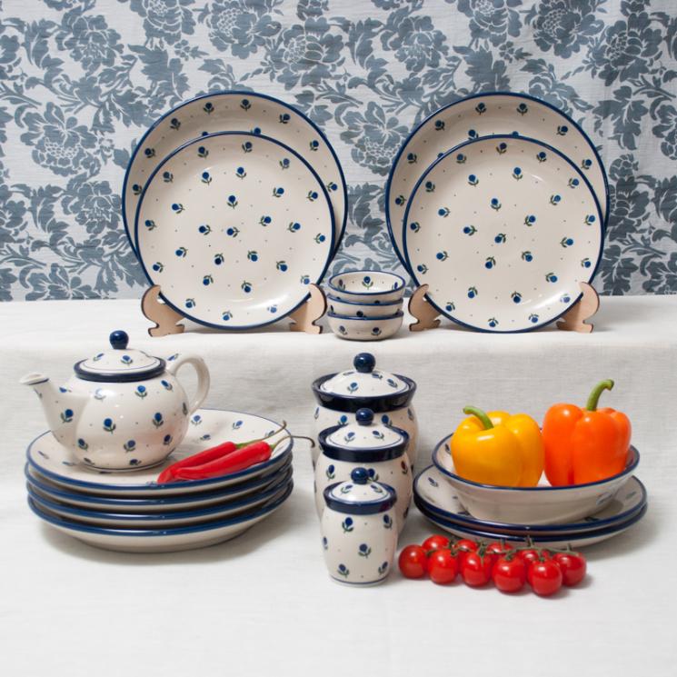 "Голубика" - коллекция тарелок и пиал, украшенных ягодой голубикой  - фото