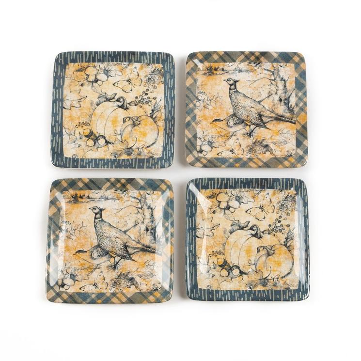 Набор из 4-х десертных тарелок с рисунками в стиле графики "Щедрый урожай" Certified International - фото