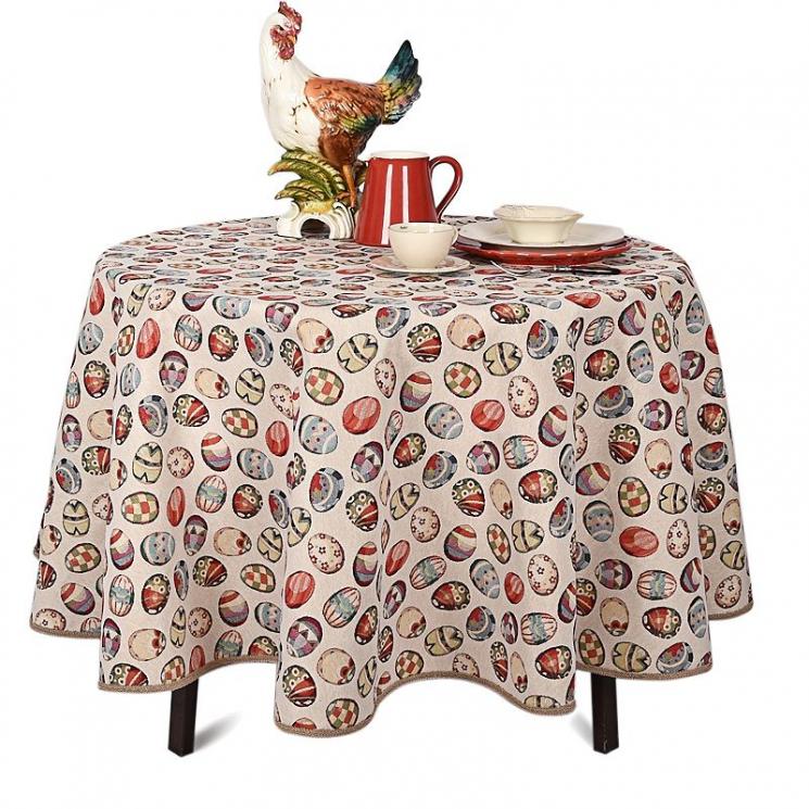 Скатерть на круглый стол из гобелена с тефлоновой пропиткой «Пасхальный декор» Villa Grazia - фото