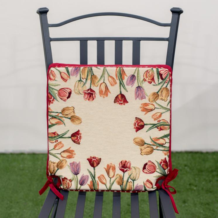 Подушка для стула "Цветущие тюльпаны" Emilia Arredamento - фото
