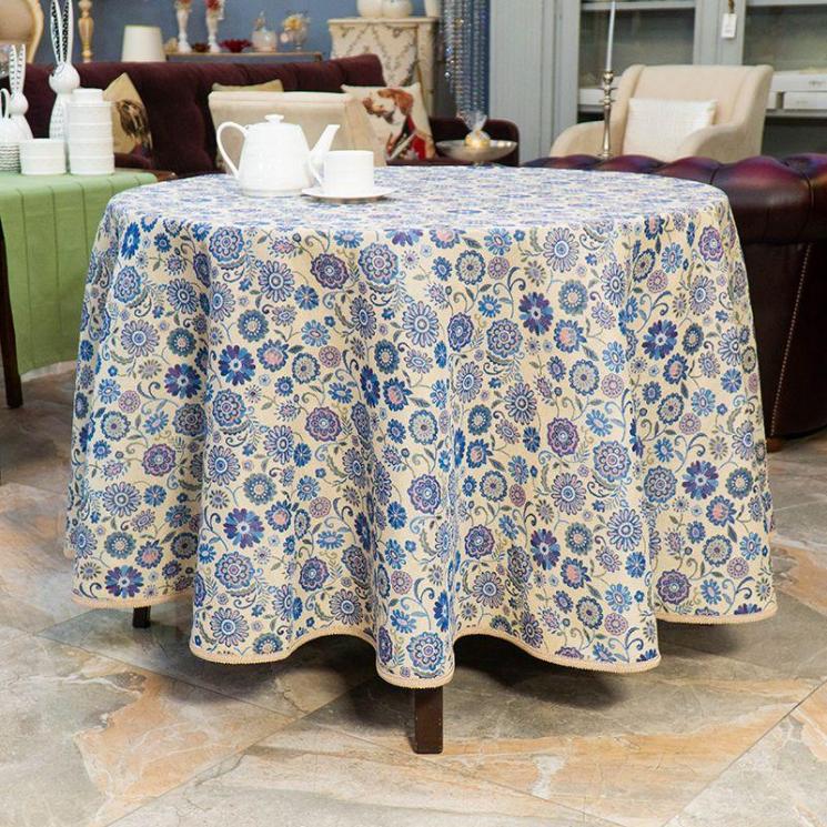Гобеленовый текстиль для кухни с цветочным рисунком "Голубые узоры" Villa Grazia - фото