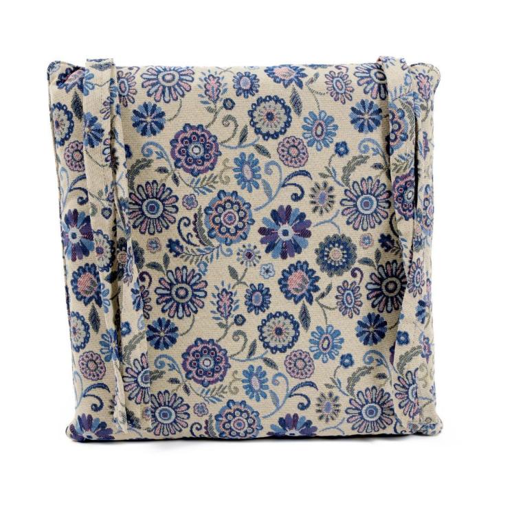 Подушка для стула двусторонняя из гобелена с тефлоновой пропиткой "Голубые узоры" Villa Grazia Premium - фото