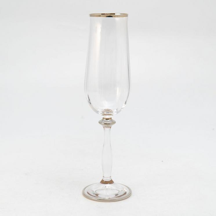 Набор бокалов для шампанского с золотой отделкой Villa Grazia, 6 шт - фото