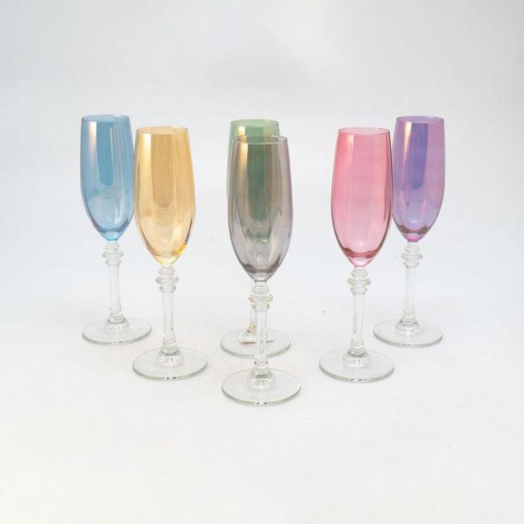 Набор разноцветных бокалов для шампанского Villa Grazia, 6 шт - фото