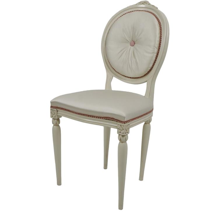 Элегантный стул Frari с ручной резьбой и розовой окантовкой  - фото