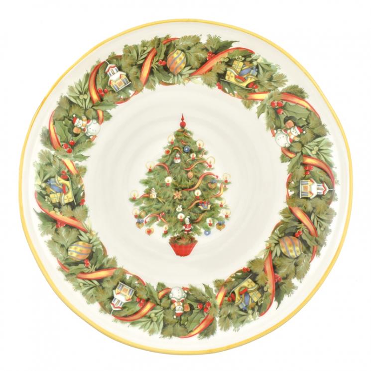 Круглое керамическое блюдо из праздничной коллекции «Яркое Рождество» Villa Grazia - фото