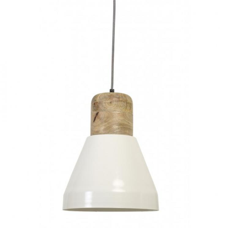 Подвесной светильник в стиле лофт белый с элементами дерева Light and Living - фото