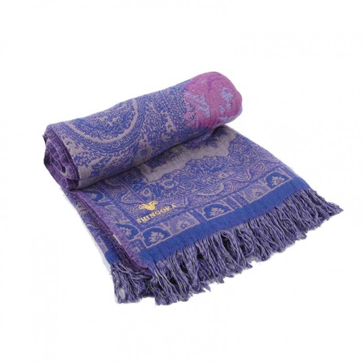 Плед из смесовой шерсти фиолетового цвета Indigo Paisley Shingora - фото