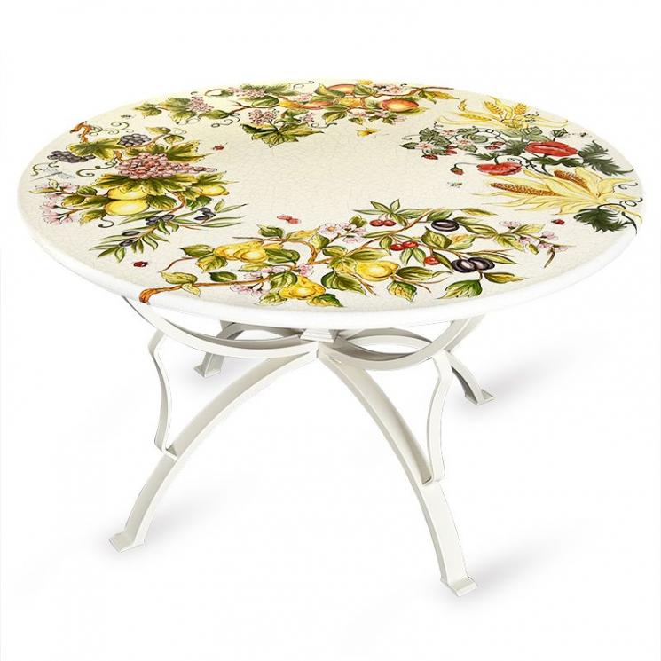 Стол из натурального камня с ручной росписью на керамическом покрытии Inglese Grandi Maioliche Ficola - фото